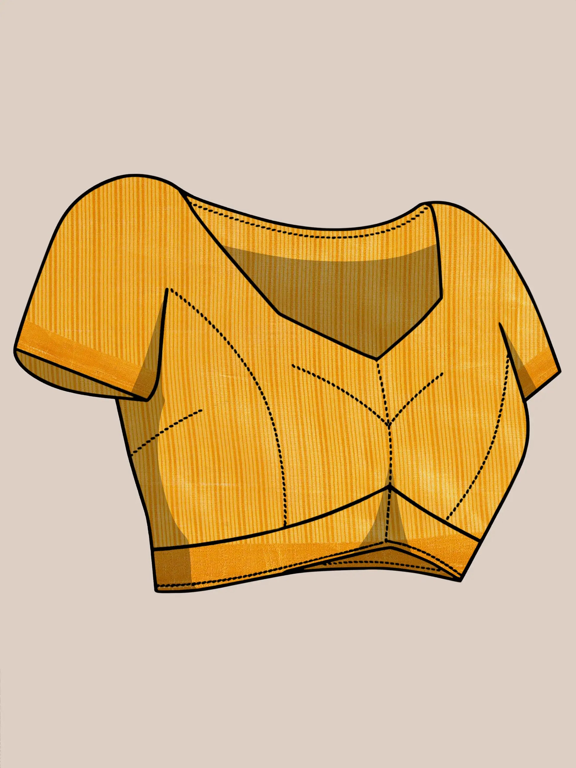 Khadi Silk Saree with Polka Motifs & Yellow Accent