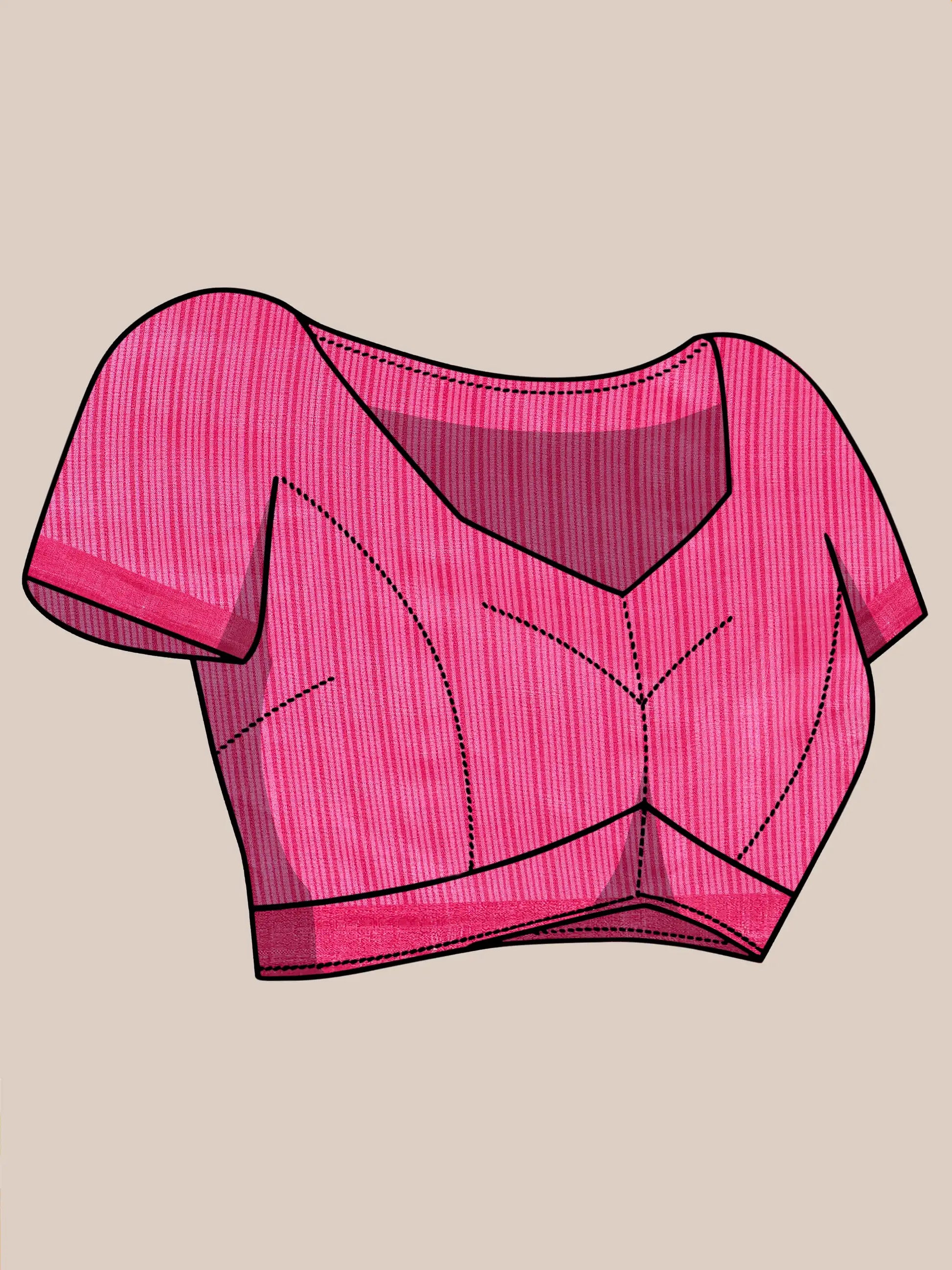 Khadi Silk Saree with Polka Motifs & Pink Accent