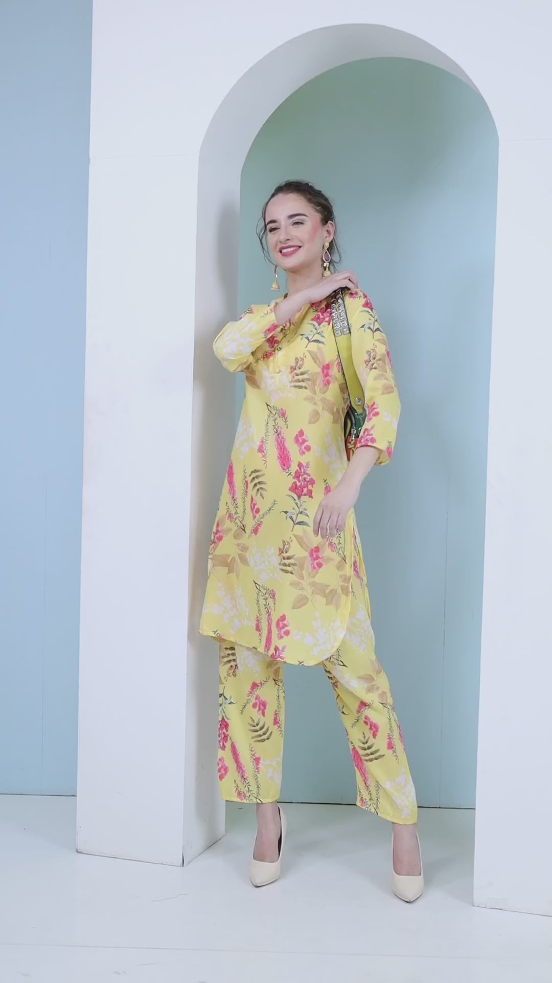 Muslin Printed Co-Ord Set - Yellow