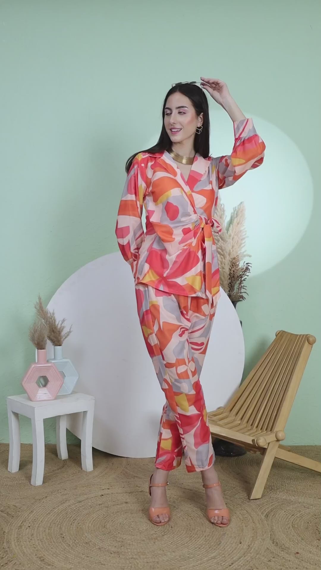 Muslin Digital Print Co-Ord Set  - Orange